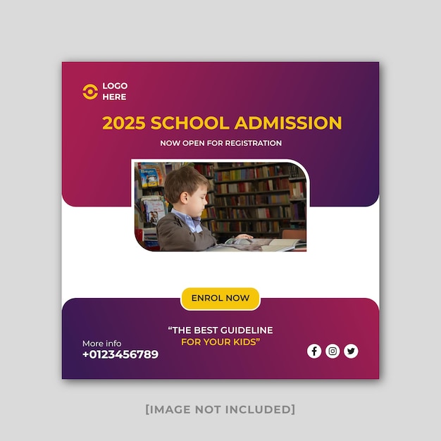 School admission social media post and social media web banner Premium Vector