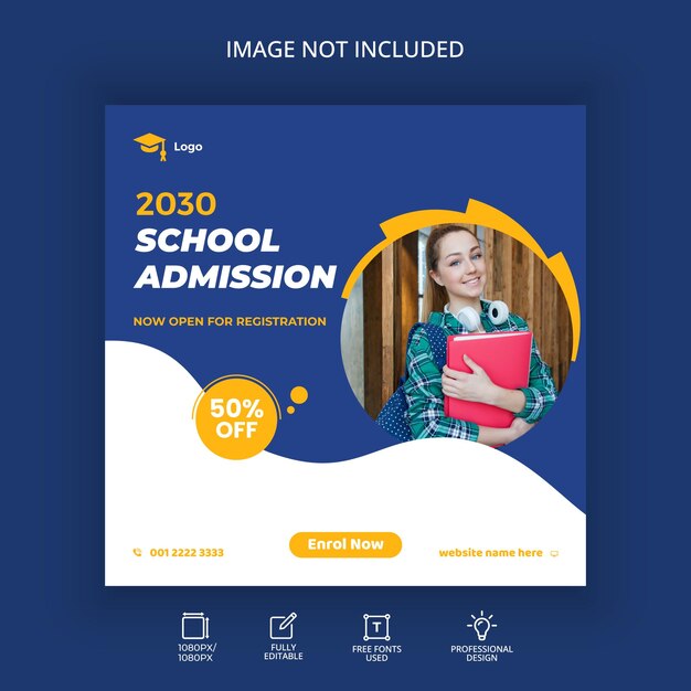 School admission social media post template 07