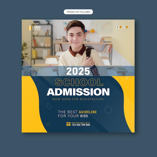 School admission social media post template,
back to school post,