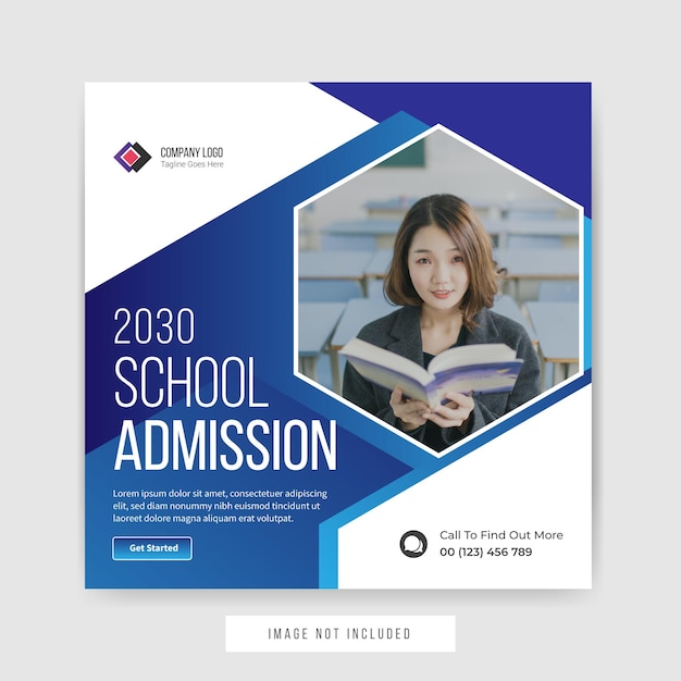 School admission social media post template design premium vector