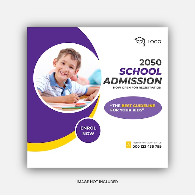 school admission social media post template design