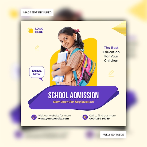 School Admission Social Media Post Template Design