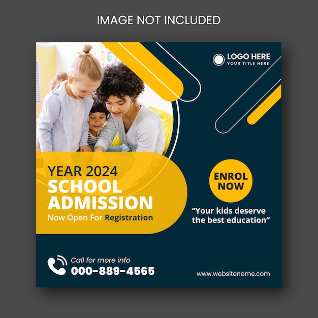 School admission social media post template design