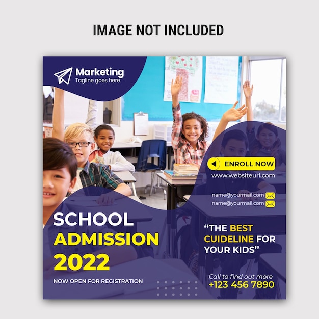 School admission social media post template Free Psd