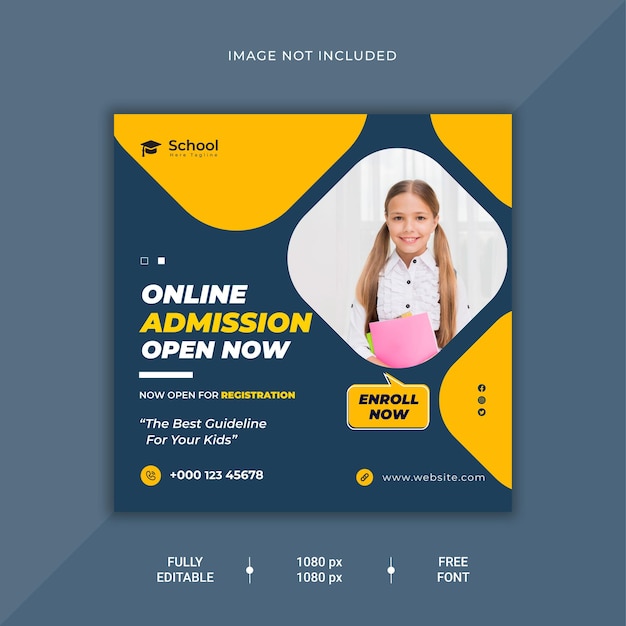 school admission social media post template and instagram post