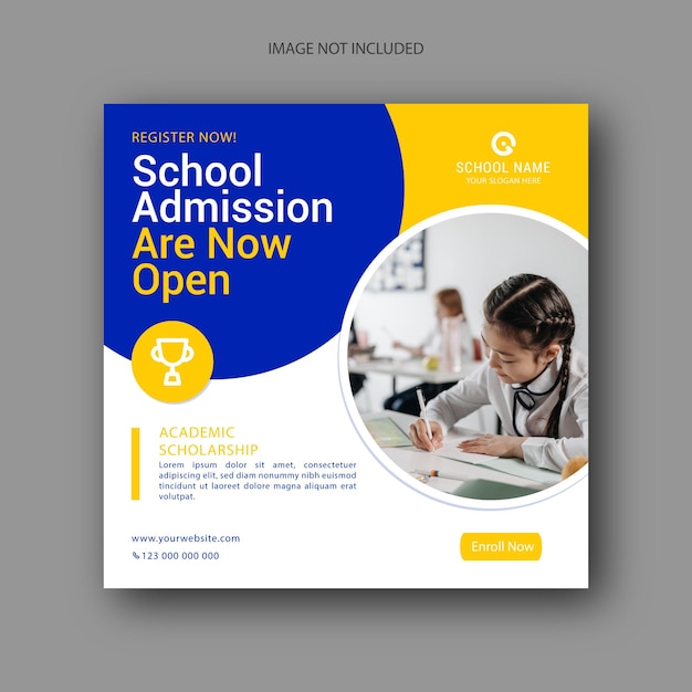 School admission social media post template premium vector