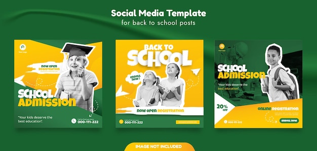 Vector school admission social media post template