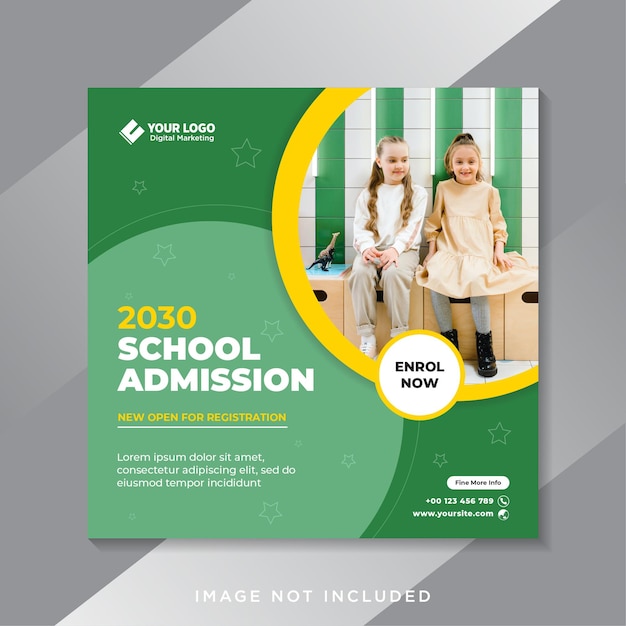 School admission social media post template