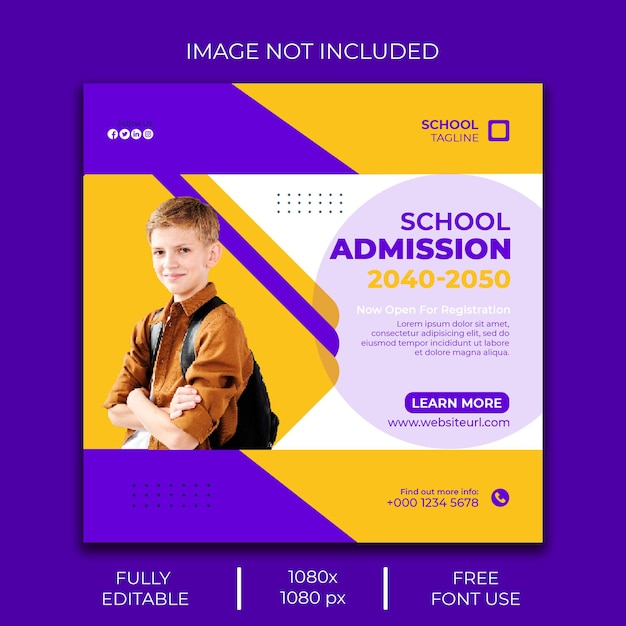 School admission social media post template