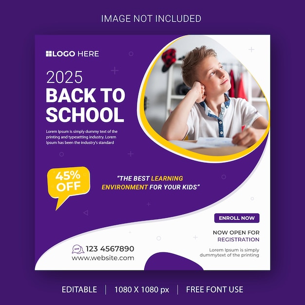 School admission social media post template