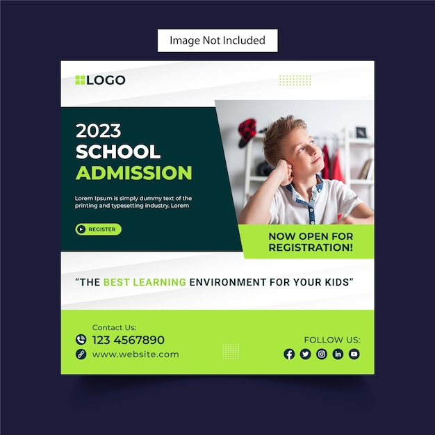 Vector school admission social media post template