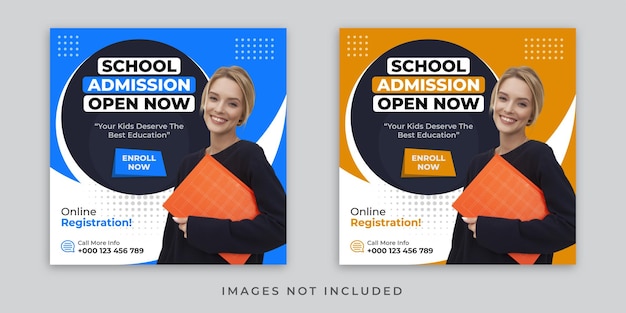 Vector school admission social media post template