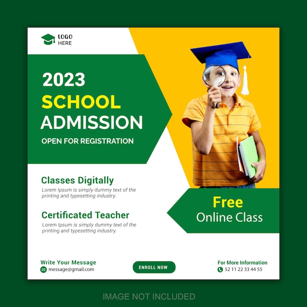 School admission social media post template