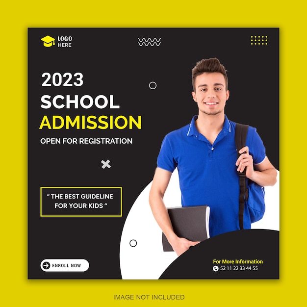 School admission social media post template