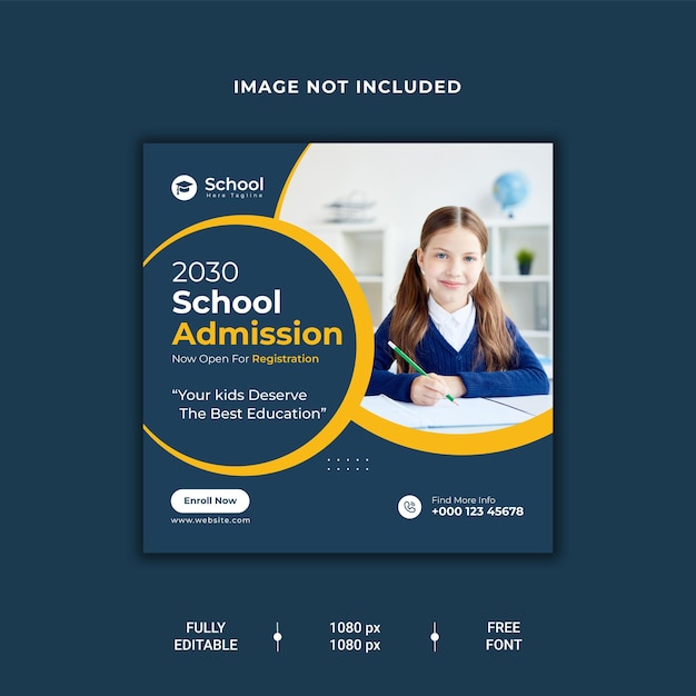 Vector school admission social media post template