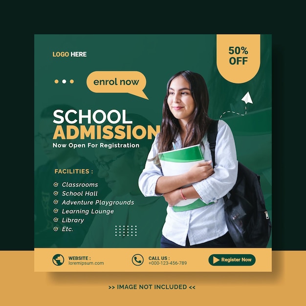 School admission social media post template