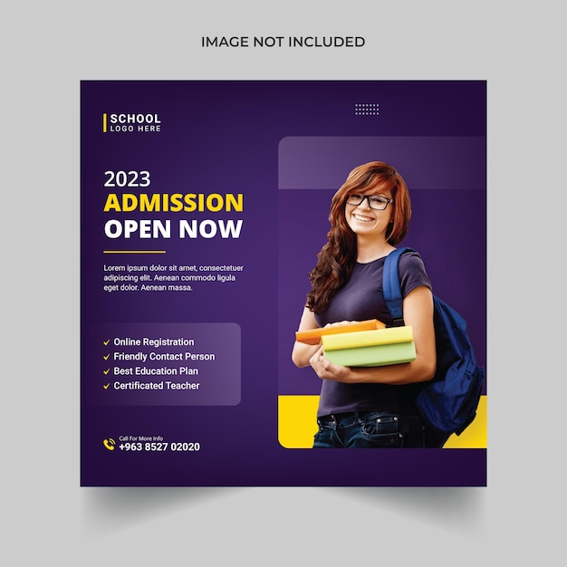 School admission social media post template