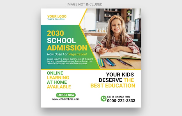 School admission social media post template