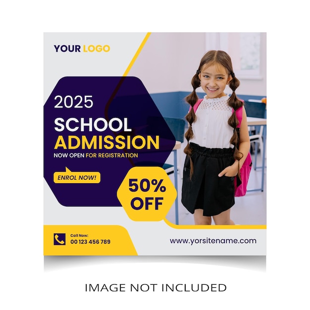 Vector school admission social media post template