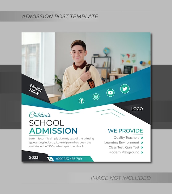 School admission social media post and web banner design template 2023