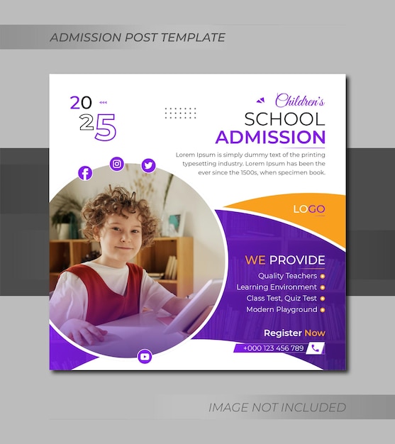 School admission social media post and web banner design template 2023