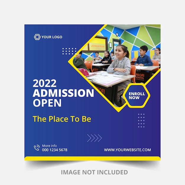 School admission social media post and web banner template Free vector