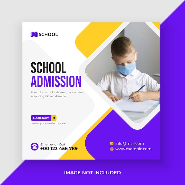 School admission social media post and web banner template premium vector