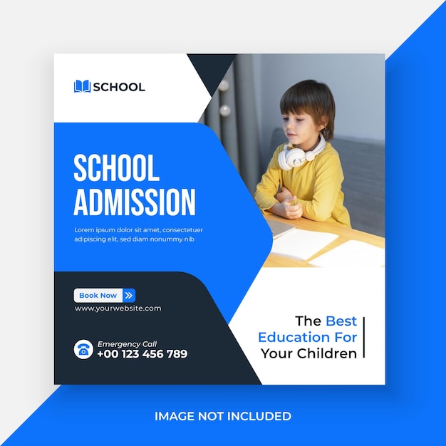 School admission social media post and web banner template premium vector