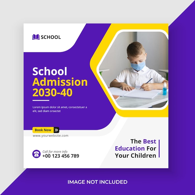 School admission social media post and web banner template premium vector