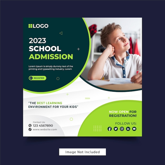 School admission social media post and web banner template