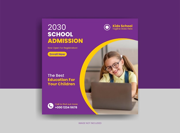 School admission social media post and web banner template