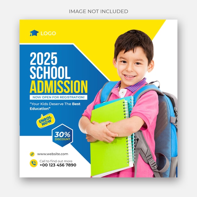 School admission social media post or web banner template