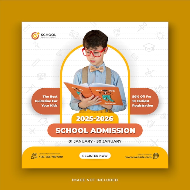 School admission social media post and web banner template