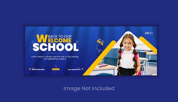 Vector school admission social media web banner and facebook cover photo design template