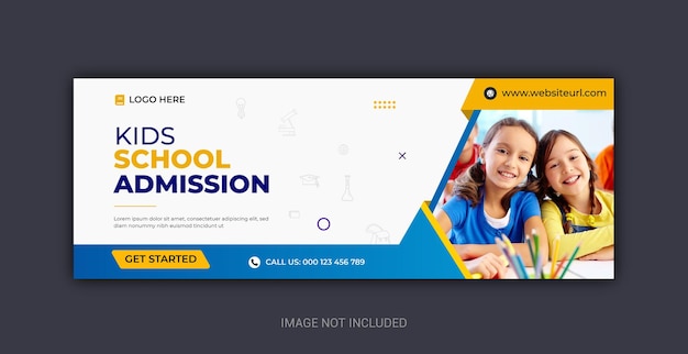 학교 입학 소셜 미디어 웹 배너 전단지 및 페이스 북 표지 사진 디자인 템플릿 Premium Psd