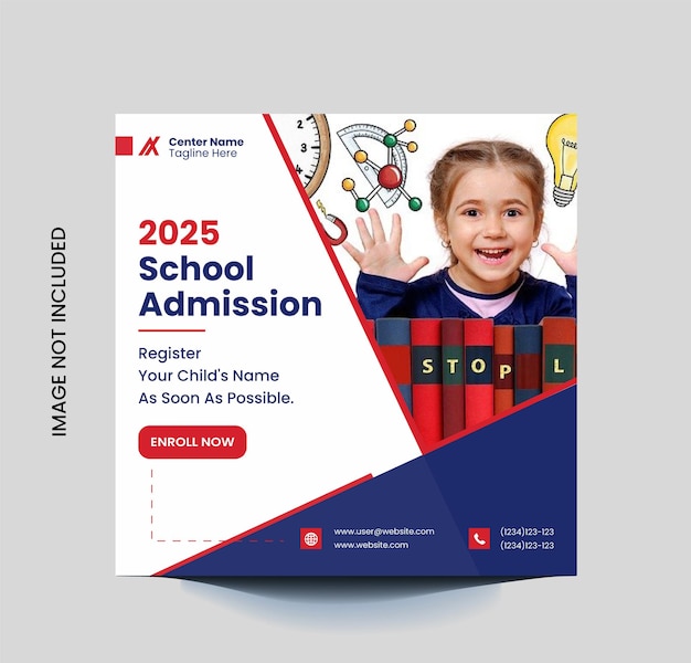 School admission social media or web banner post template