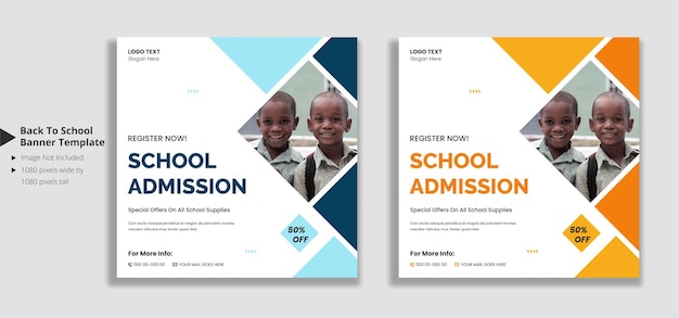 School admission social media and web banner template