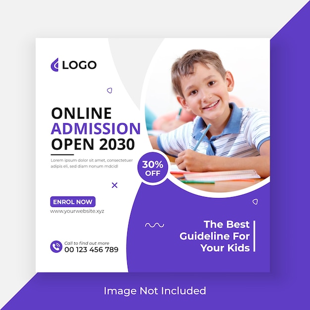 School admission social media and web banner template