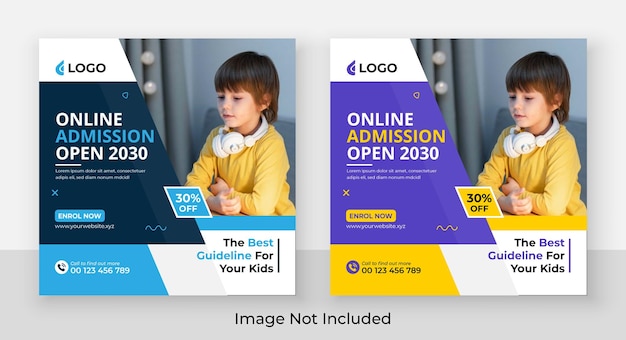 Vector school admission social media and web banner template