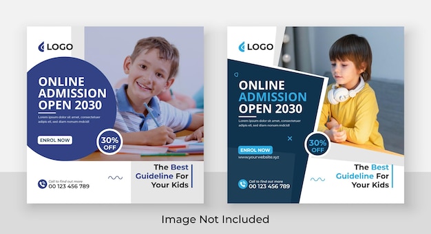 Vector school admission social media and web banner template