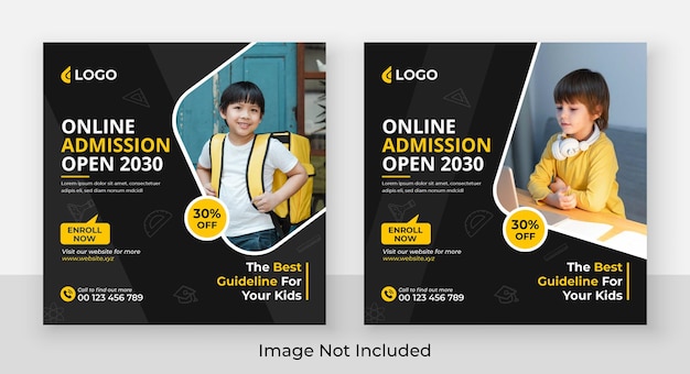 School admission social media and web banner template