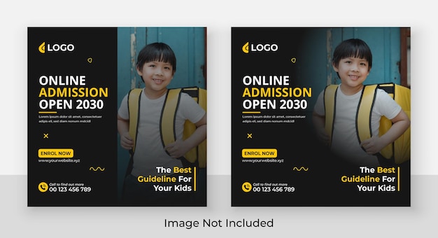 School admission social media and web banner template