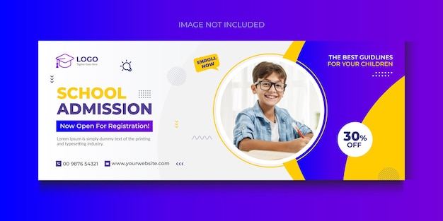 School admission social web banner flyer and Facebook cover photo design template