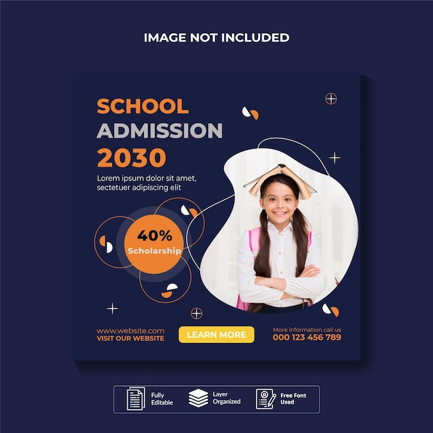 School Admission Socila Media Banner Post Design Template