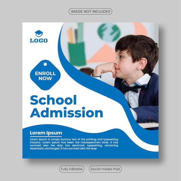 School admission square banner template for a back-to-school social media pack and Instagram post