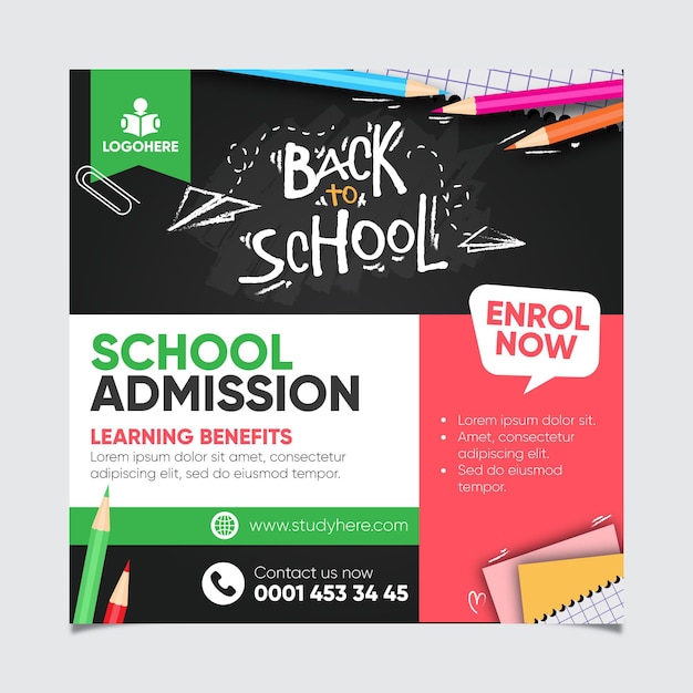 School admission square flyer style