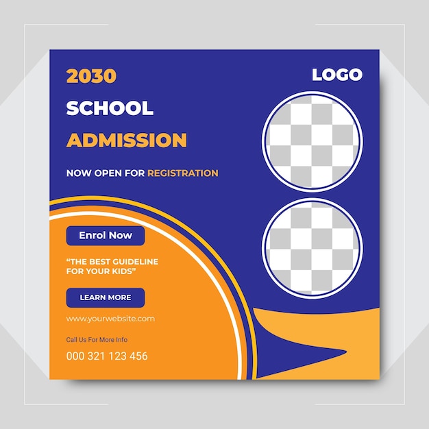 school admission template for social media ad design