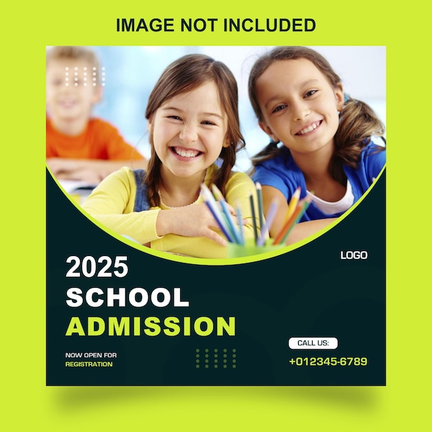 Vector school admission template for social media post