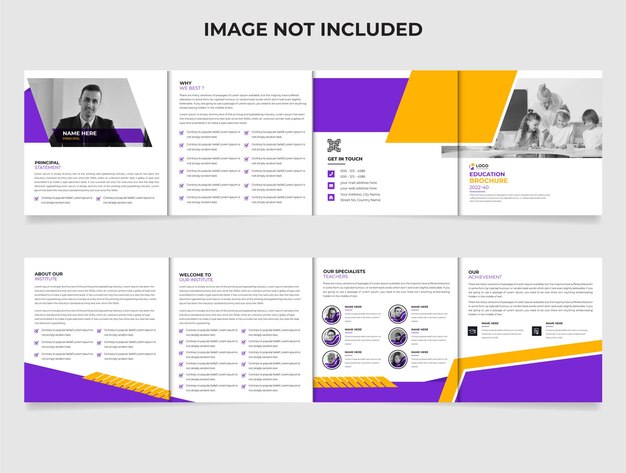 School admission Template square Fourfold brochure template printing and advertising