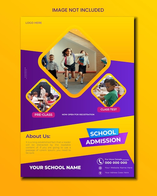 School admission vertical flyer template design